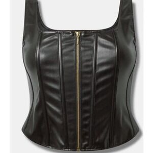 Torrid Faux Leather Corset Top 3X Zip Up Bustier Whimsigoth Renaissance Goth